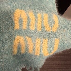 Miu Miu Blue and Yellow Fuzzy Scarf